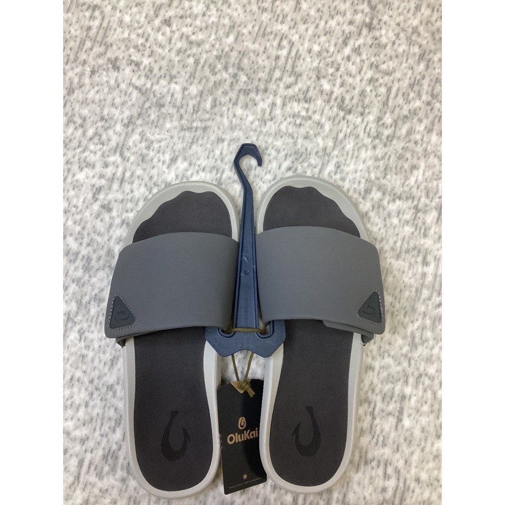 OluKai Ulele Slide Mens 11 Lava Rock Grey Sandals 10573-LRLR NEW